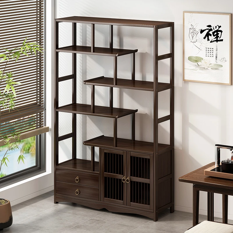 新疆西藏包邮博古架实木中式茶柜置物架茶叶架展示柜现代简约摆件