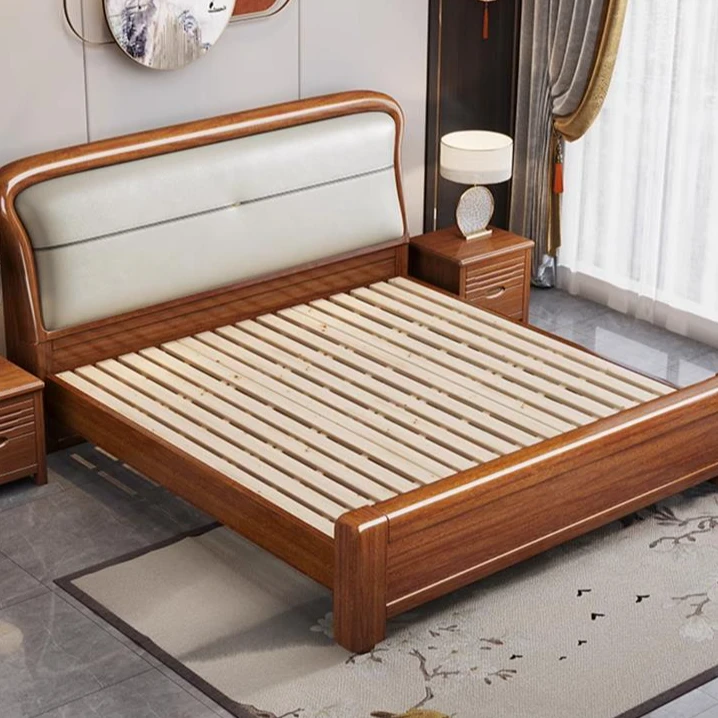 新疆西藏包邮胡桃木实木床现代简约主卧1.8米双人床工厂直销1.5米