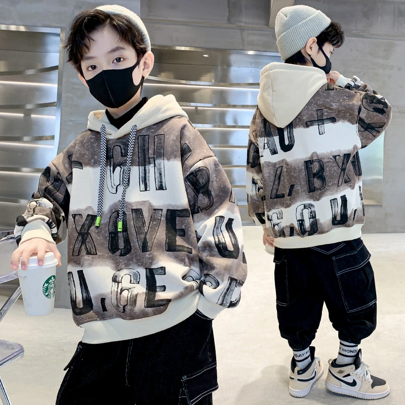 儿童装男童秋装卫衣2023新款春秋款男孩炸街帅气秋季中大童上衣潮