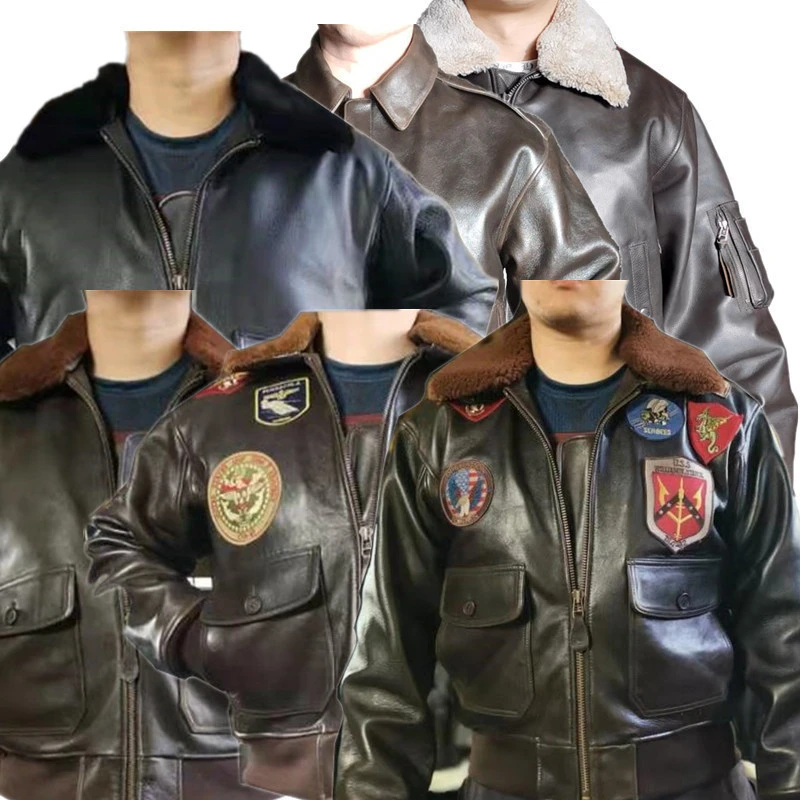 G1皮毛一体二战空军飞行机车服真皮无刺绣皮夹克外套