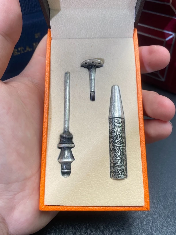 小春推荐JiFeNG精品可拆卸烟斗真银磨花压棒男士礼物高端礼物