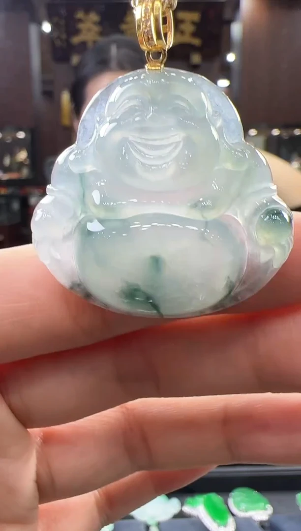 【闪购商品】翡翠挂件18K金镶嵌佛公 不含链