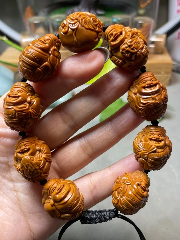 橄榄核文玩手串2.0瑞兽吉祥八大财神爷招财进宝