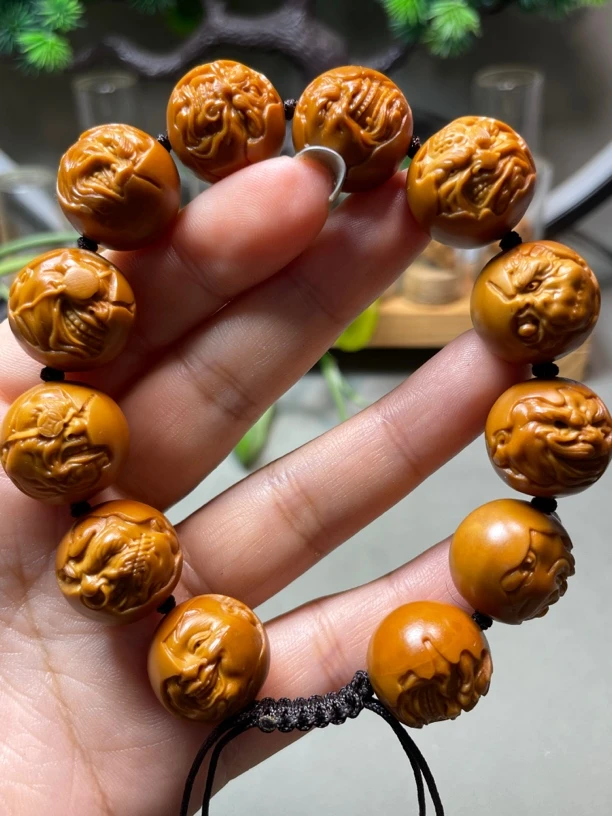 橄榄核文玩手串正圆手工山鬼恶僧头面恶心善