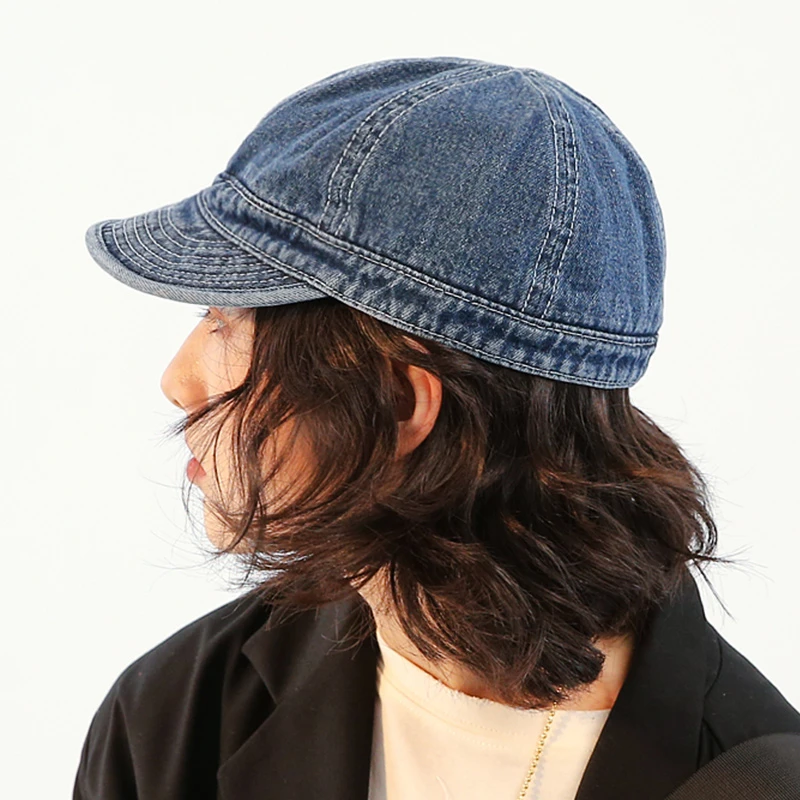 美式短檐帽男士全封口软顶日系阿美咔叽牛仔全封闭鸭舌帽小头围女