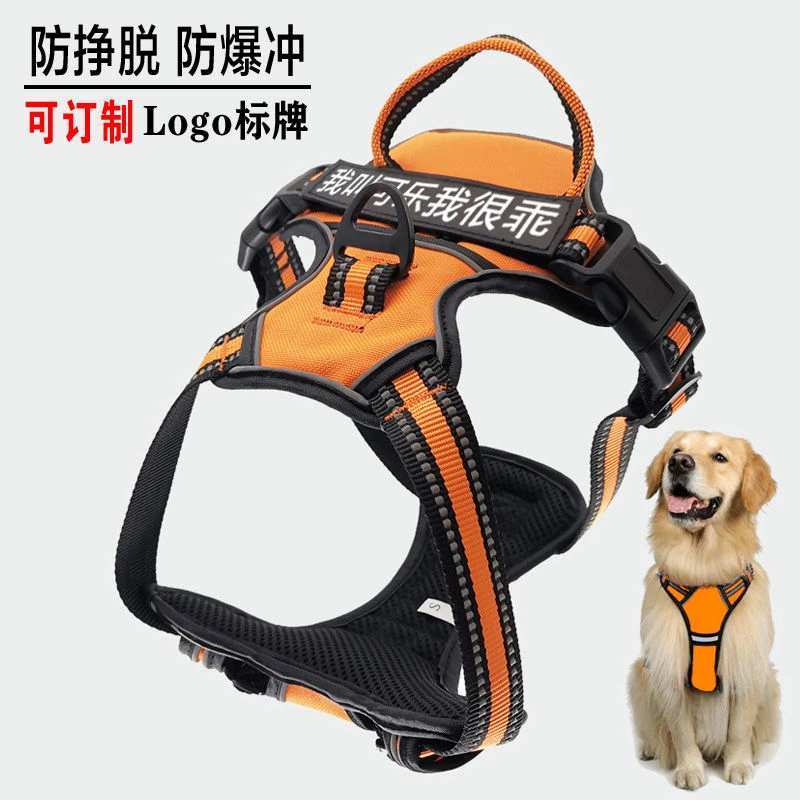 狗狗牵引绳遛狗胸背带防脱网红背心式防爆冲可调节中大型犬狗链子
