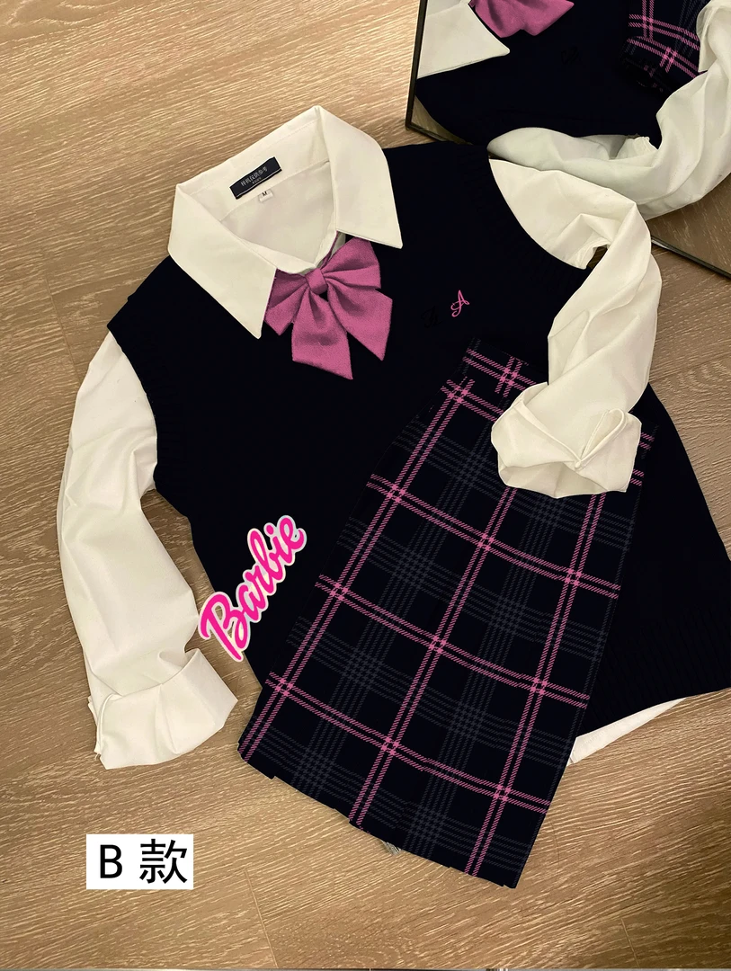 德兰西原创黑粉芭比jk格裙学生韩版半身裙学院百褶裙风短裙双子
