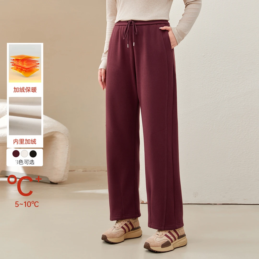 【复合澳洋绒垂感弯刀裤保暖裤】纤莉秀W大码女装慵懒休闲裤QK0692