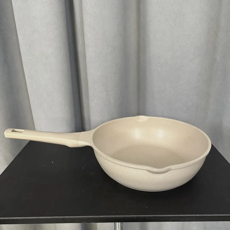 PT28cm浅咖煎炒锅（带盖 ）微瑕 介意勿拍