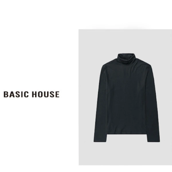 Basic House/百家好40支高领舒适天丝秋冬季打底衫长袖针织百搭