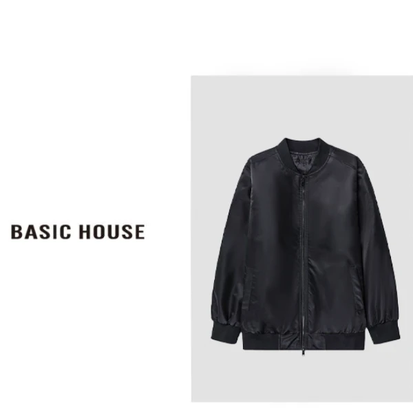 Basic House/百家好春秋男女款夹克外套时尚飞行夹克棒球服外套