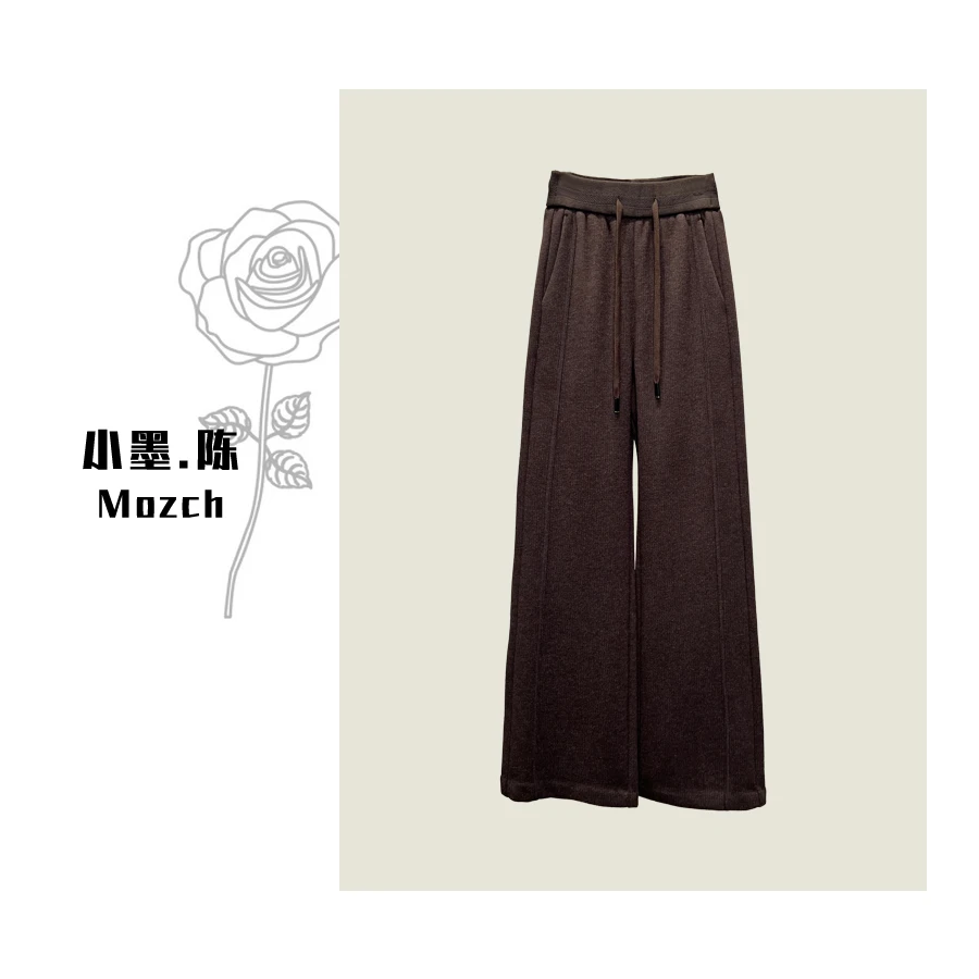 【小黑家】 104高端超厚加绒羊毛质感前中拼接显瘦高级直筒休闲裤