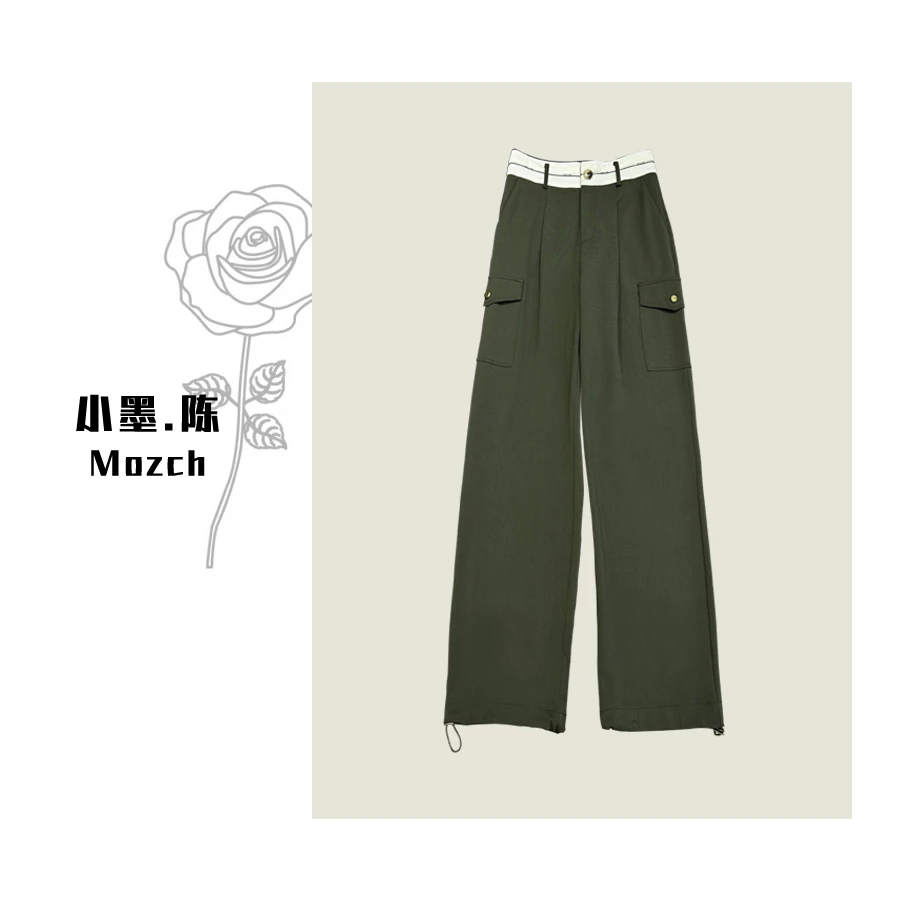 【小黑家】102 高端双腰头撞色帅气直筒收脚口休闲裤减龄工装裤K11