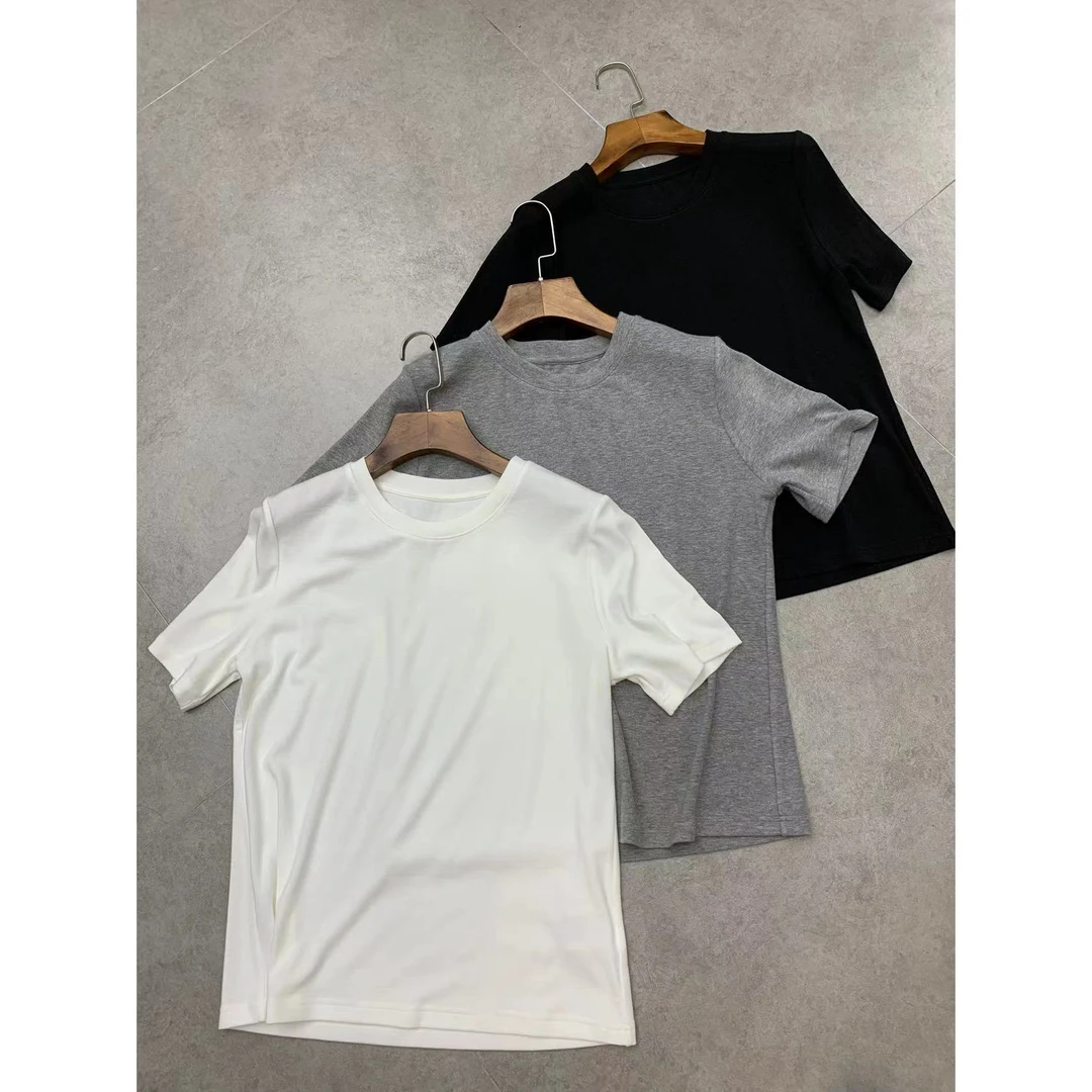 【小黑家】长高端超柔软舒适高密棉透气极简面膜短袖T恤A110