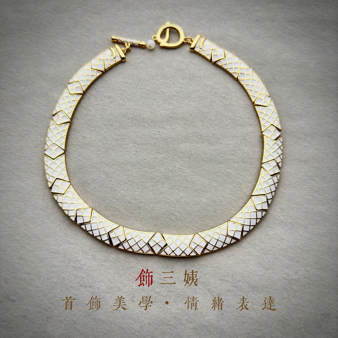 黄铜珐琅项链 【白色灵蛇】珐琅蛇骨项链气质时尚百搭简约奢华素款