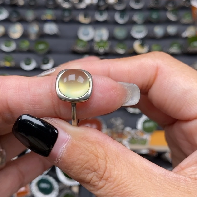【闪购商品】岫玉戒指银S925镶嵌?***干