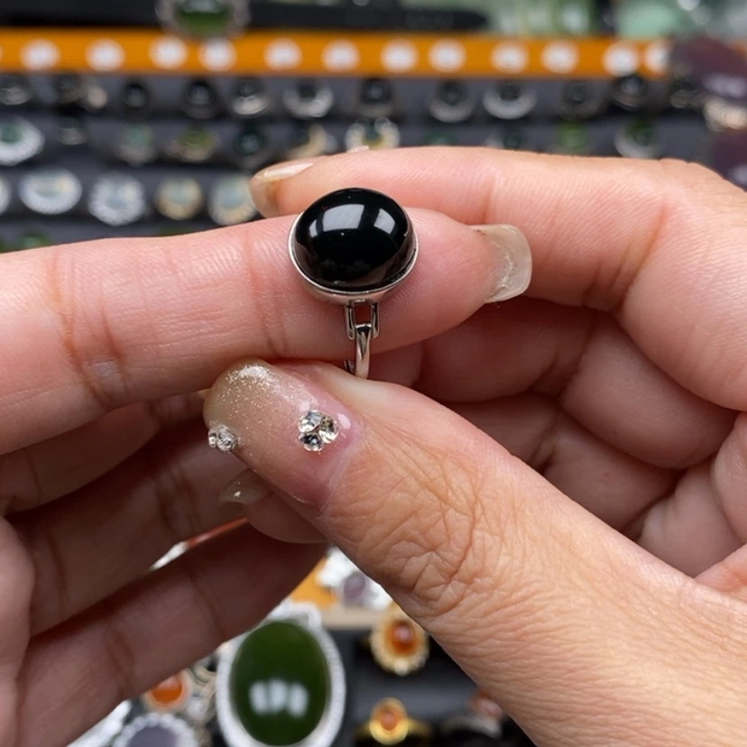 【闪购商品】岫玉戒指银S925镶嵌