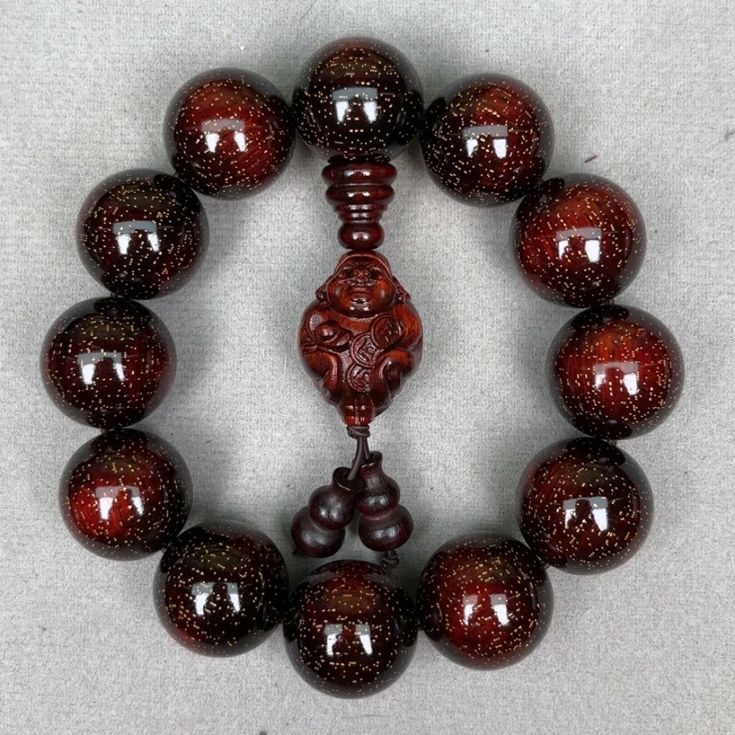 正宗2.0金星紫檀财爷配刺绣礼盒