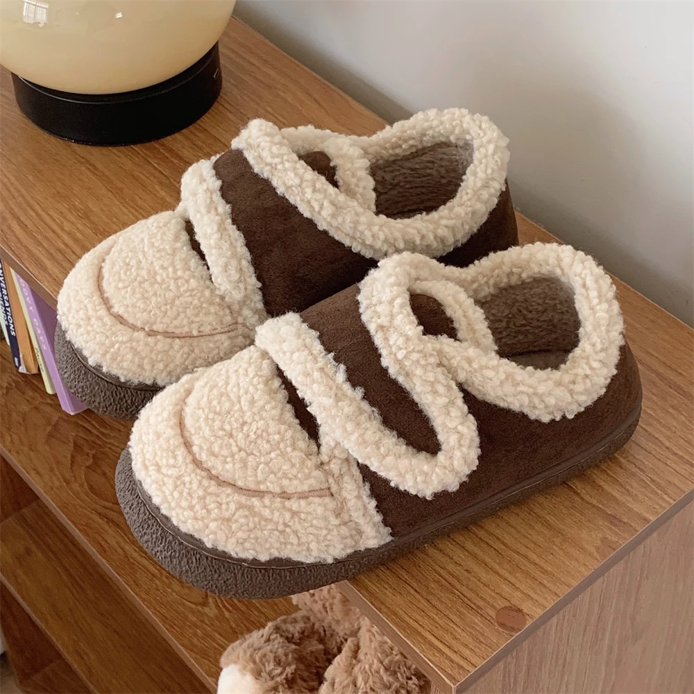 复古网红时尚新款乐福豆豆鞋女冬季百搭外穿保暖加绒软底包跟棉鞋