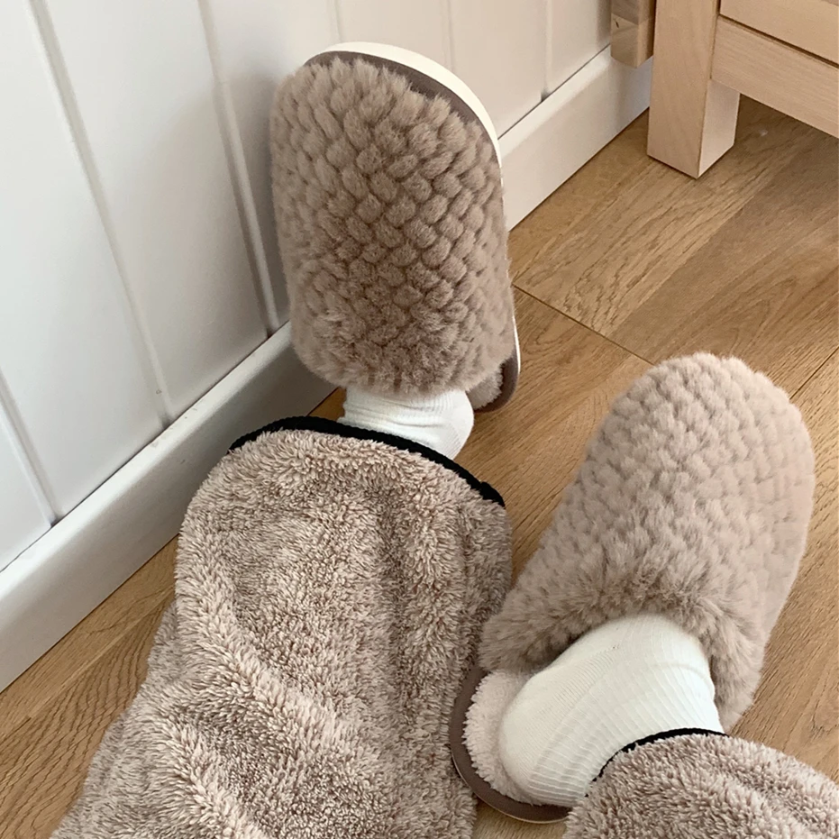 踩屎感厚底月子鞋男冬季休闲居家卧室防滑保暖亲子复古包头棉拖鞋