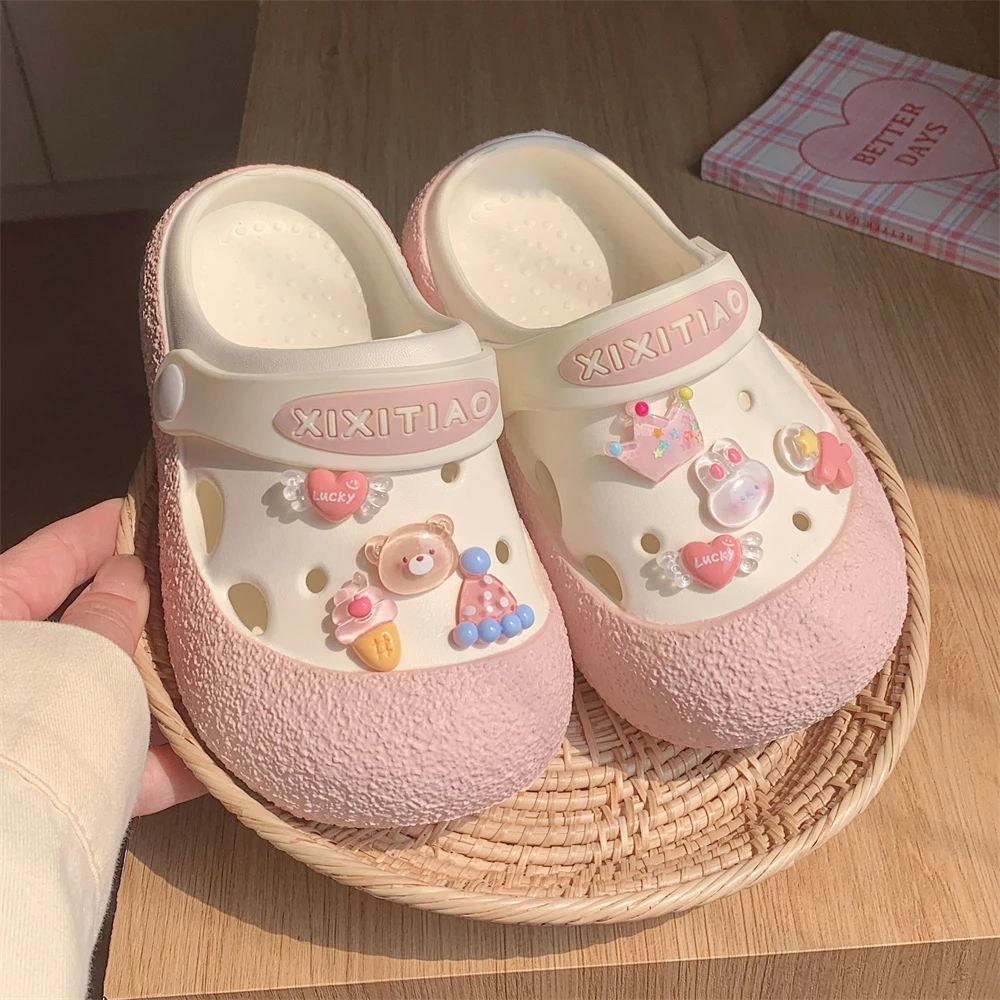 少女心可爱小熊小兔儿童洞洞鞋百搭软底女童宝宝夏季外穿沙滩凉鞋