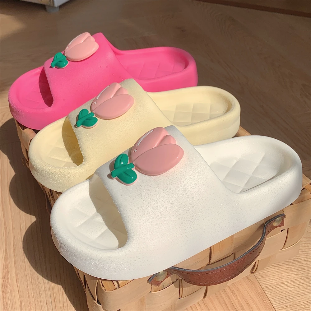 仙女风可爱郁金香拖鞋夏季女士休闲居家舒适踩屎感防滑防臭凉拖鞋