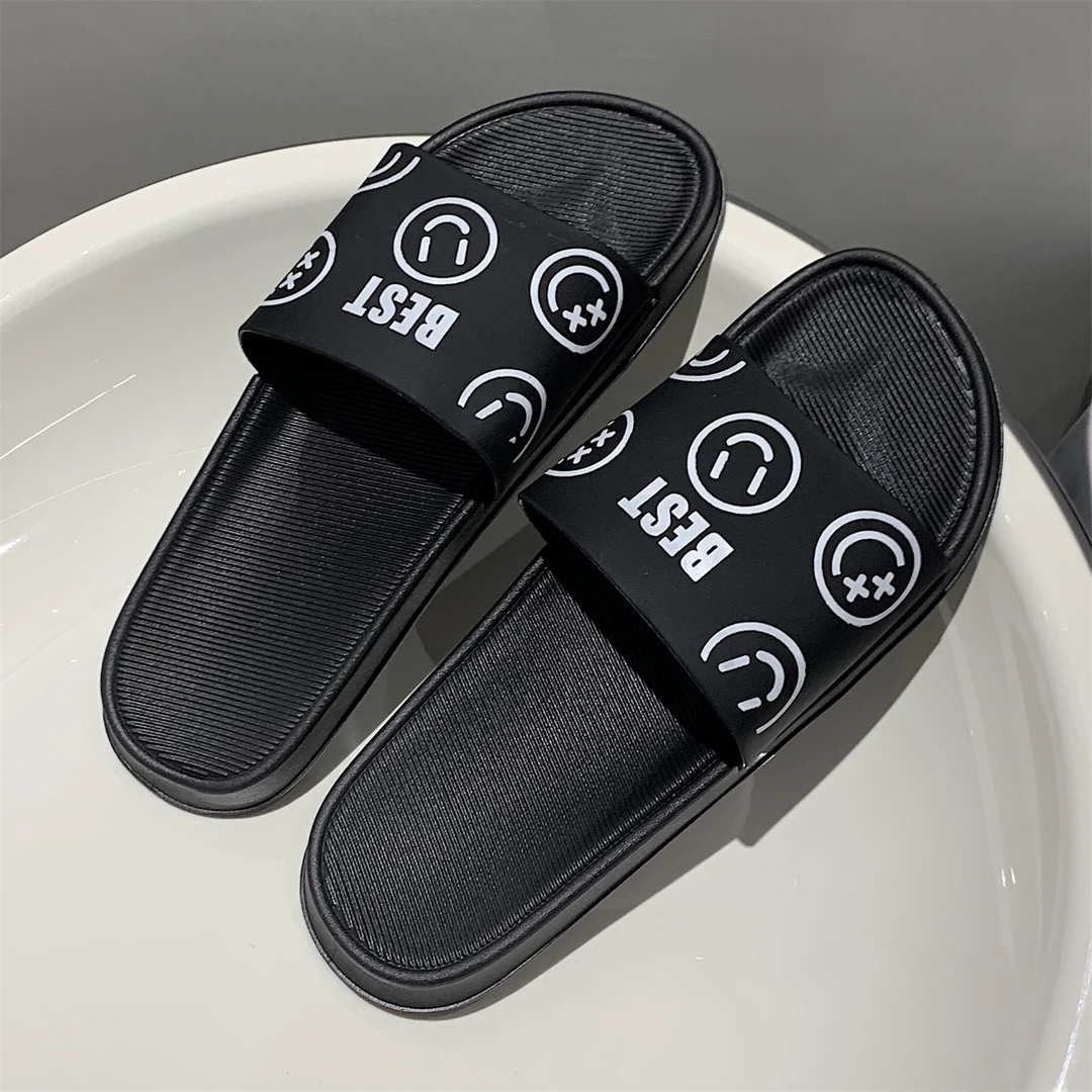 情侣韩版ins日常家用防滑凉拖夏天卡通可爱笑脸男士居家浴室拖鞋