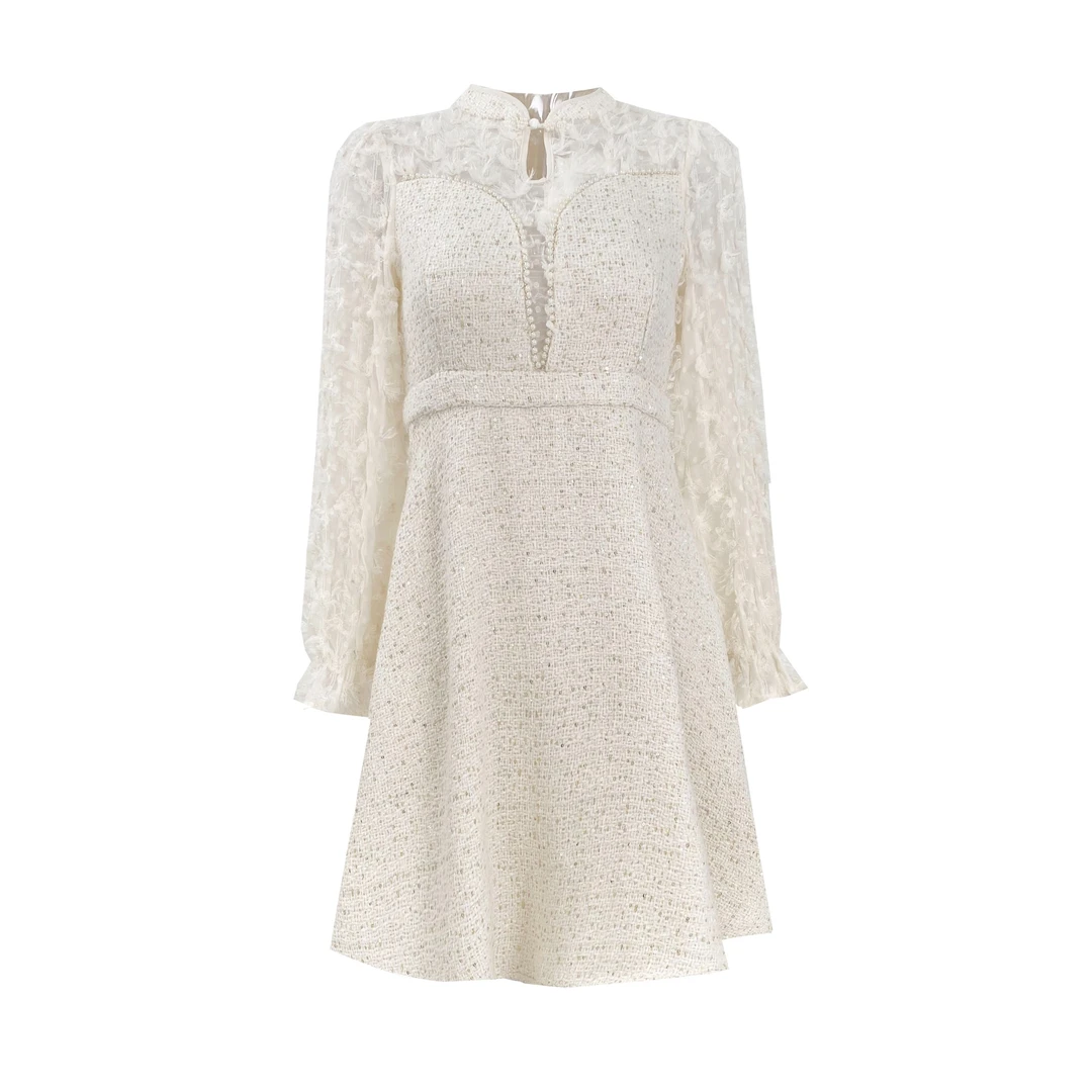 【高高甄选】BO21133432小香风拼接连衣裙