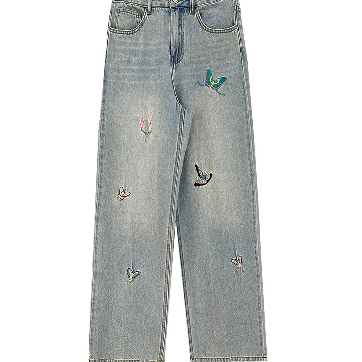 【黄蓉推荐】蝶舞牛仔直通长裤BR07108119