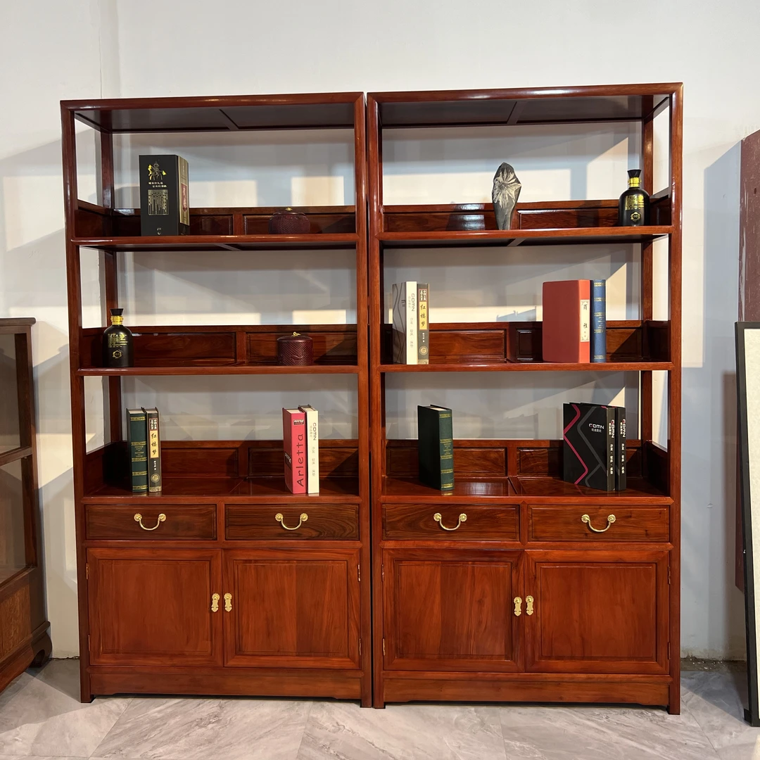 花梨木书架书房全实木书柜简约置物架花梨木客厅仿古中式展示架