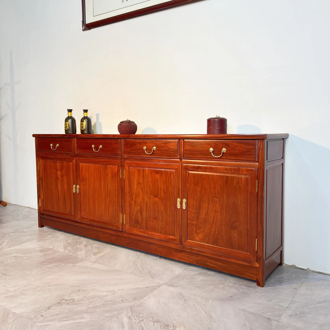 红木餐边柜刺猬紫檀雕花花梨木储物柜茶水柜酒柜收纳柜实木玄关柜