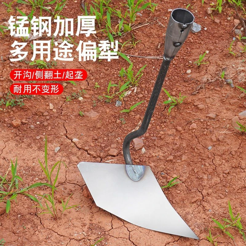 加厚锰钢三角锄头犁地松土神器开沟施肥尖头农用种菜起垄开沟机