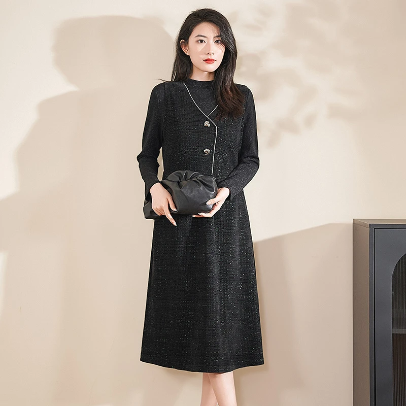 【真两件】迪欧芙精致优雅连衣裙2024秋季新款时尚套装女#QTZ17213