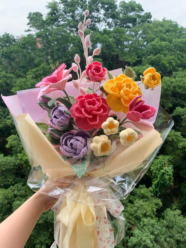 创意钩织毛线花，仿真花，直播间下单链接（no退no换慎重购买）