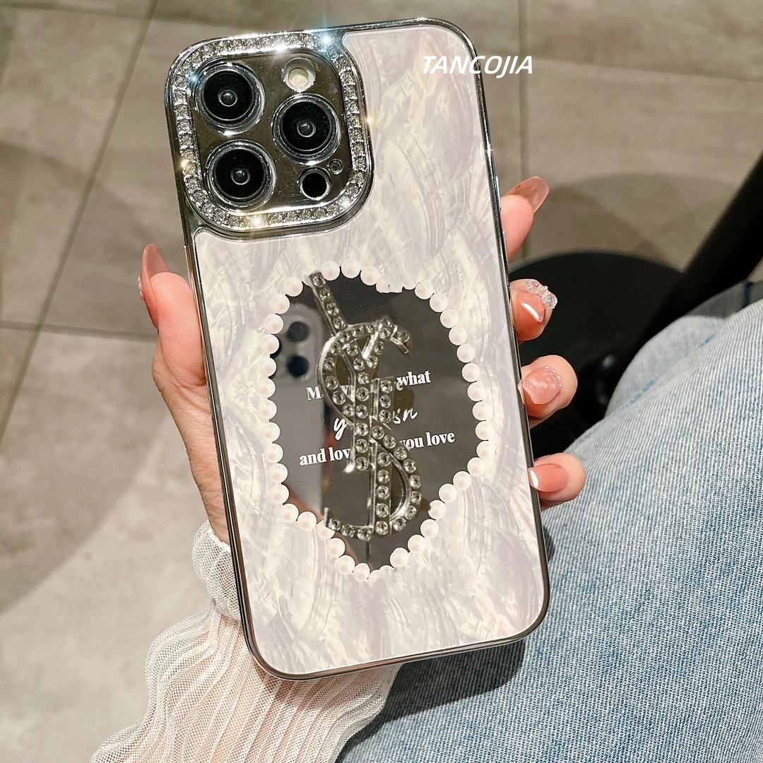 【梦幻镜面】贝母闪钻手工高奢全包欧美风手机壳iPhone15/14/13/12