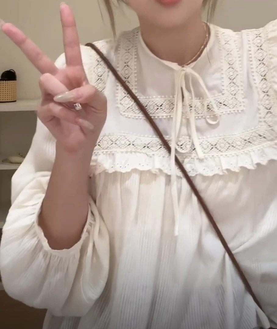 【白砂糖】海军领显瘦设计感百搭宽松衬衫2080