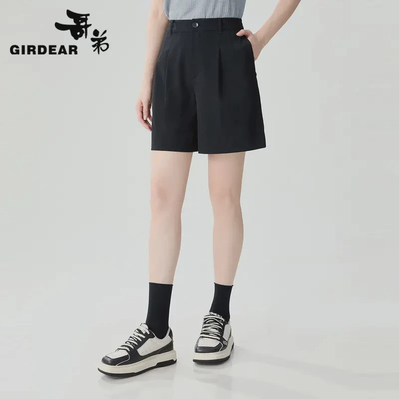 GIRDEAR/哥弟舒适轻职场高腰百搭显瘦简约时尚夏季短裤女1100539