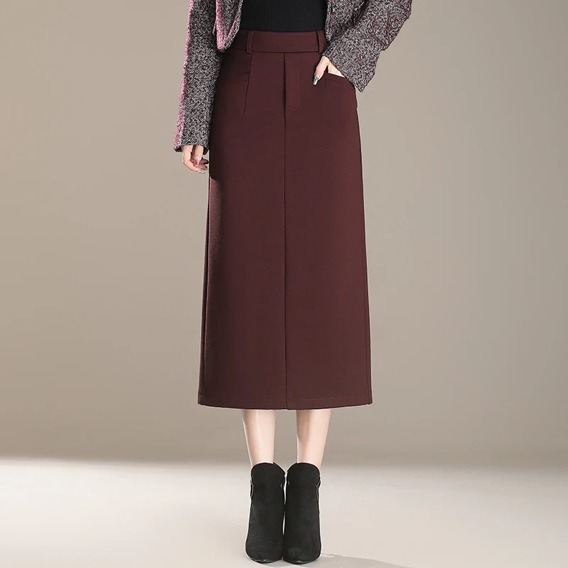 职业西装直筒包臀裙女秋冬女2024新款中长款高腰一步裙气质半身裙