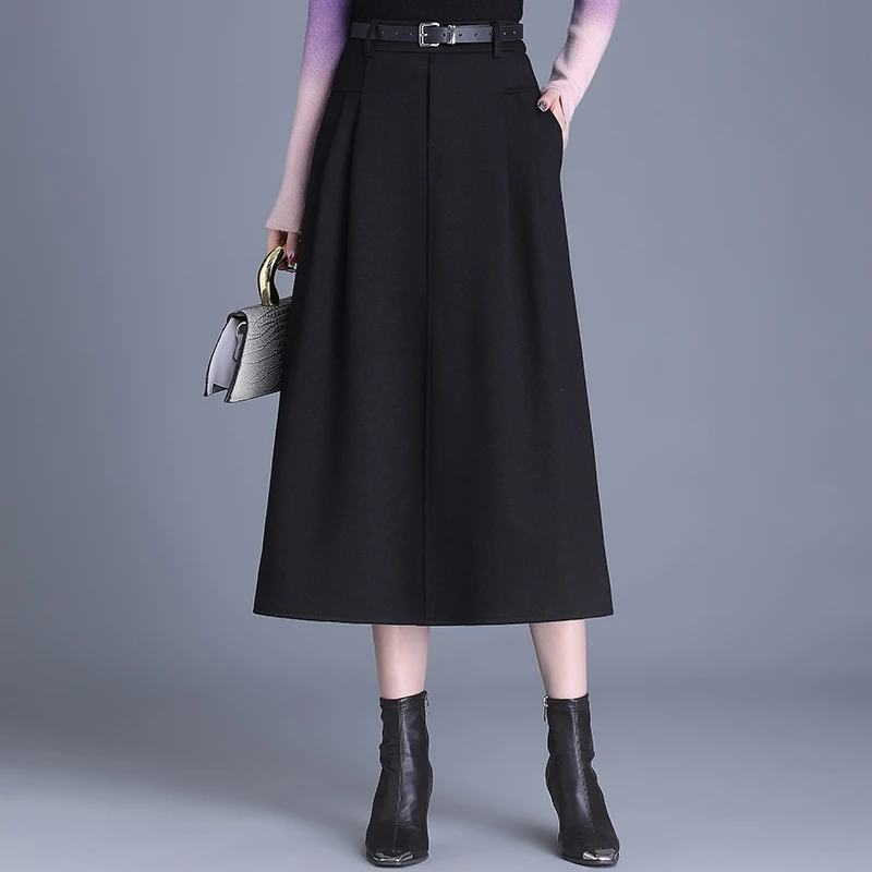 斜纹西装裙子半身裙女秋冬2024新款高腰显瘦a字裙中长百搭休闲裙