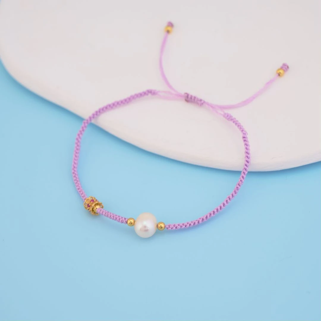 925银仿珍珠手链 轻奢设计师款春夏新款心中所愿编织手链C1148