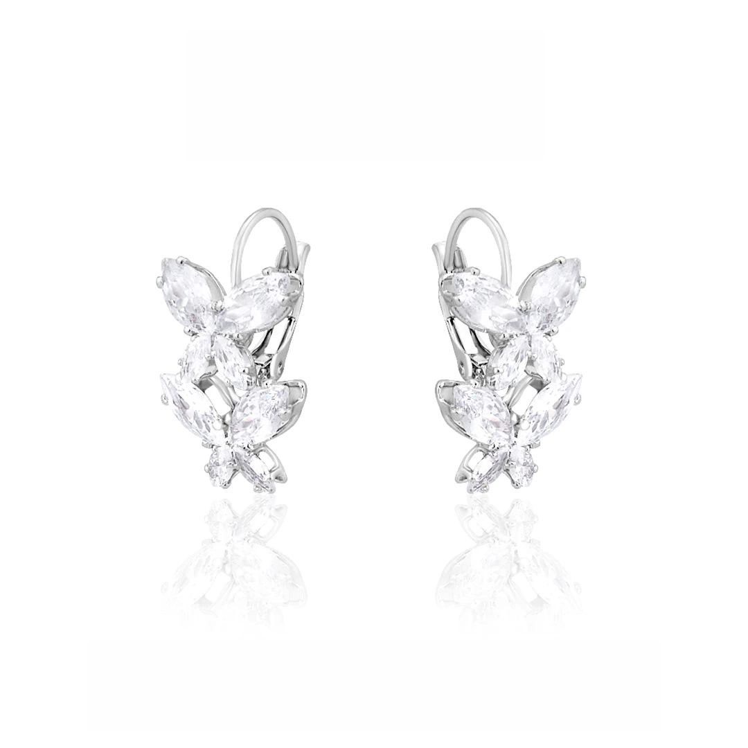 铜合金合成锆石耳饰 轻奢设计师款春夏新款精致双生蝴蝶耳环C3067