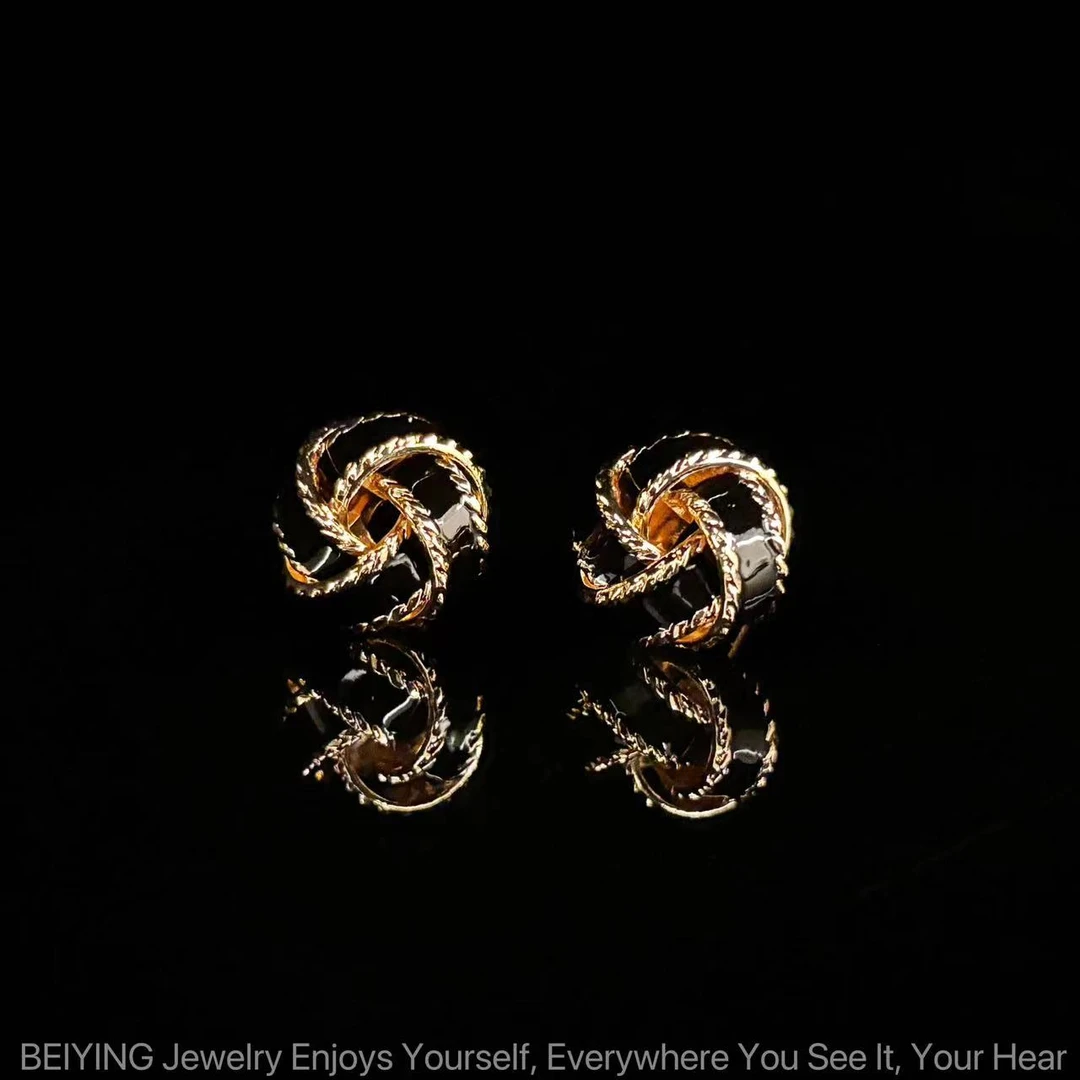 铜合金耳饰 镀k金 25新款C4385【双倍绳结】铂堡俪 BOBAOLI  耳钉