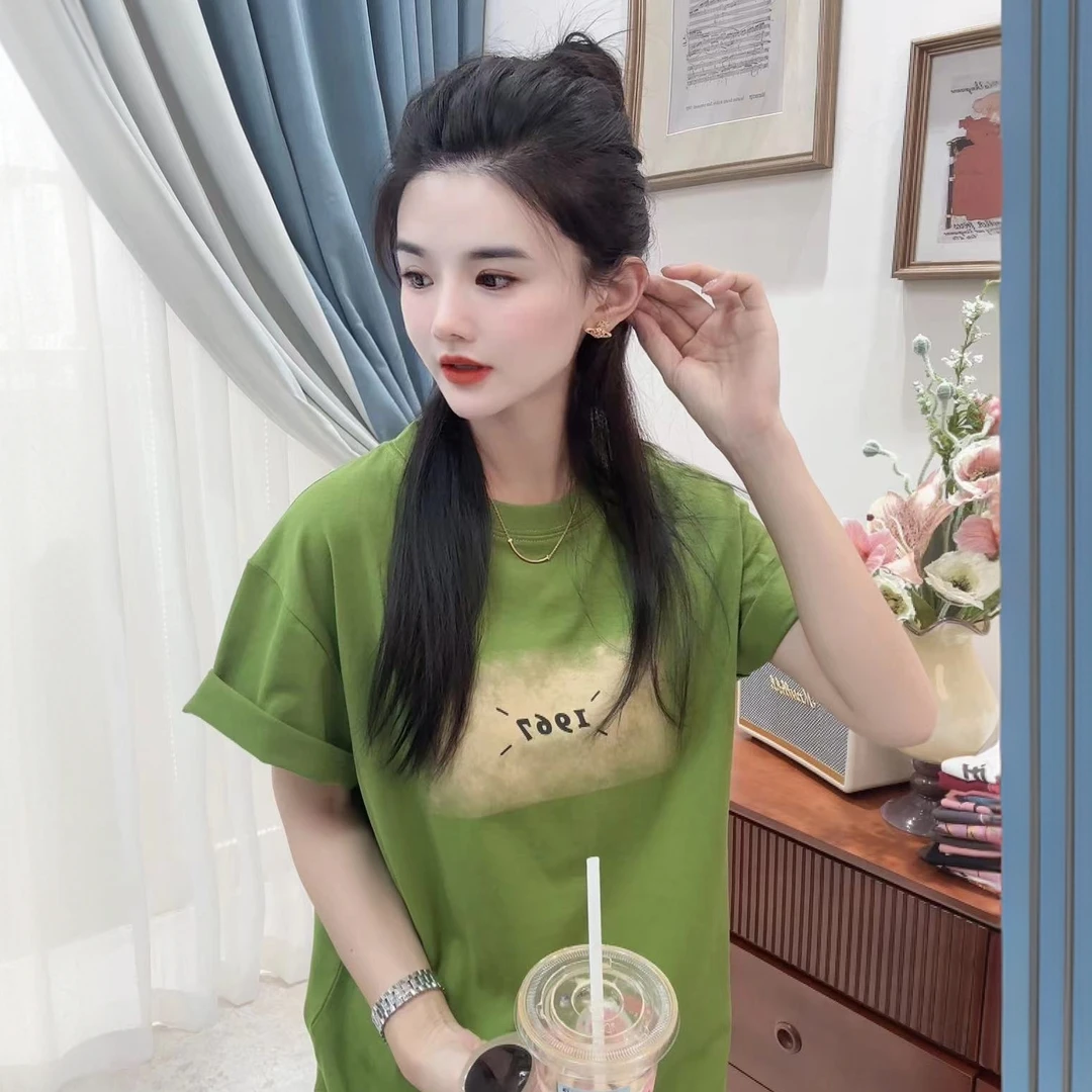 李西西【美式1967】纯棉宽松显瘦短袖T恤印花圆领时尚休闲百搭上衣