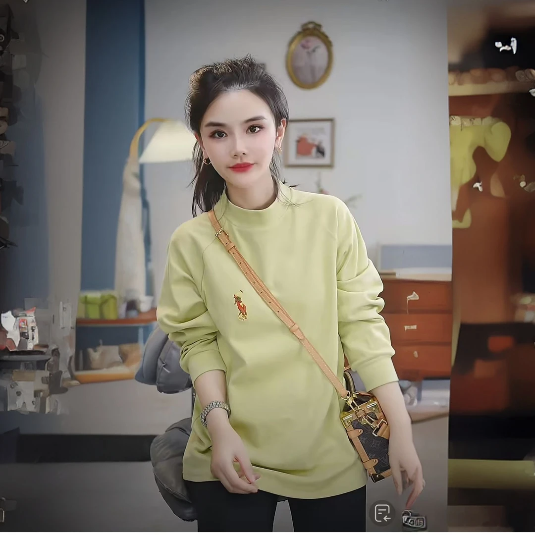 【小马刺绣】澳绒保暖双面绒打底单穿卫衣宽松长袖时尚加绒