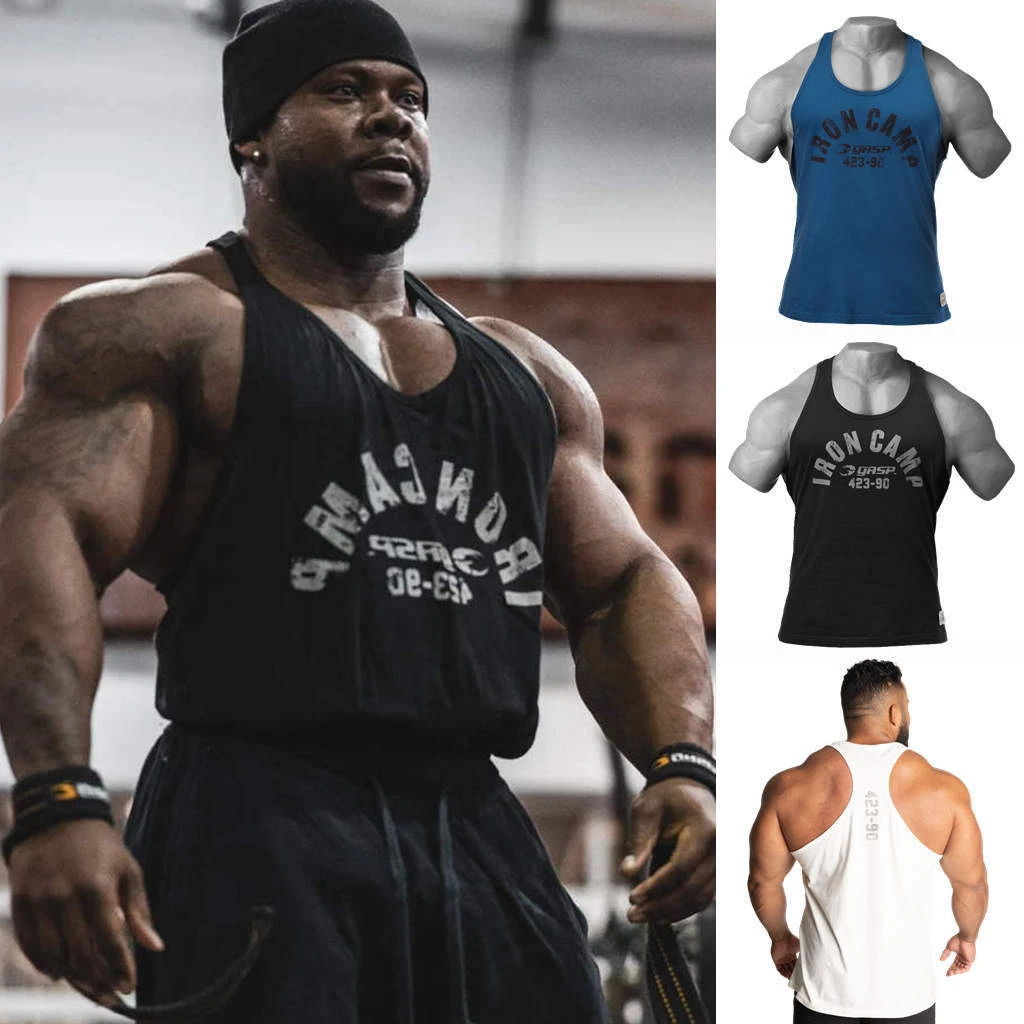 宽松盖世夏季健身无袖运动休闲训练纯棉吸湿排汗透气背心男士美式