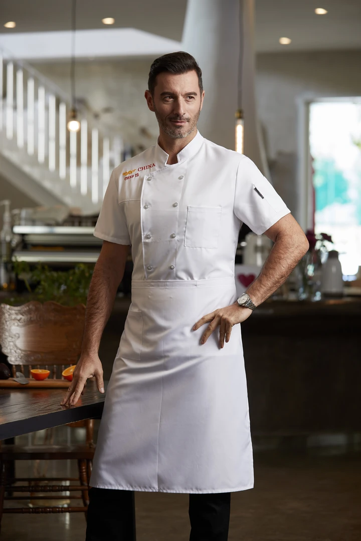 祥云后背全透气网厨师服工作