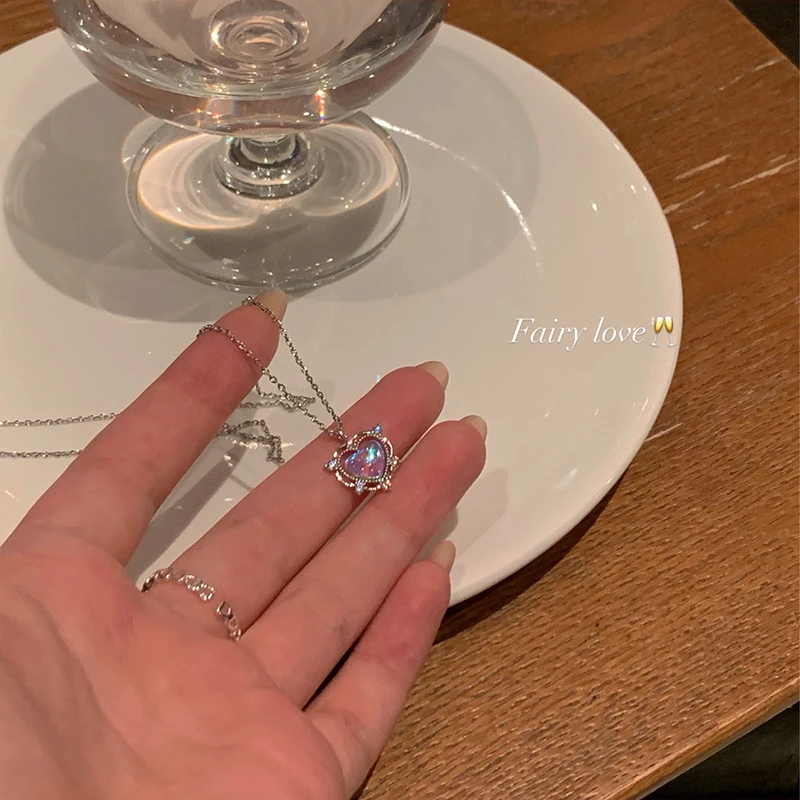 铜合金项链 X982 魔法爱心项链女轻奢小众设计感网红锁骨链颈链