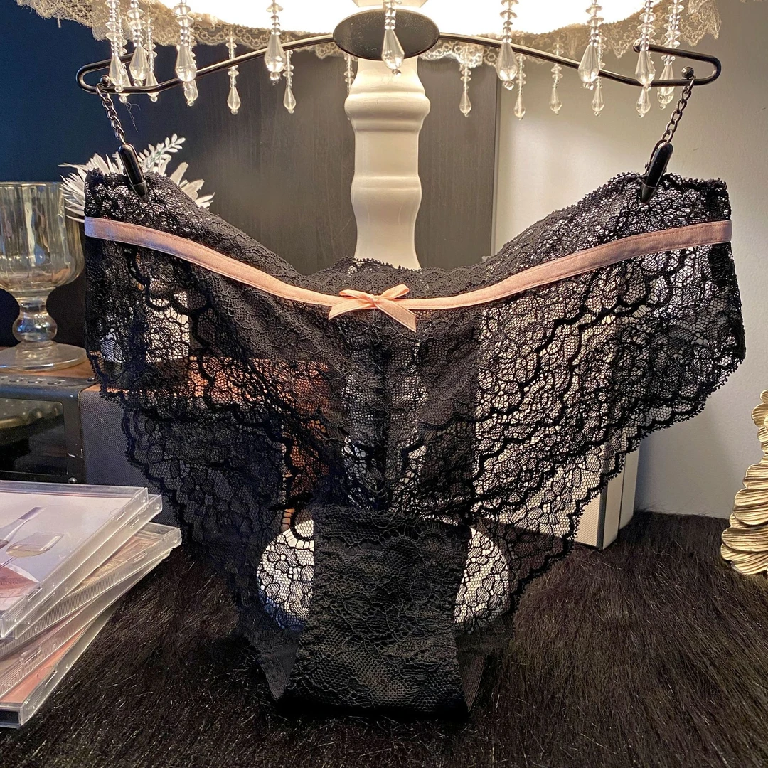 HANYANG ɞ 法式性感低腰蝴蝶结镂空蕾丝透气无痕内裤