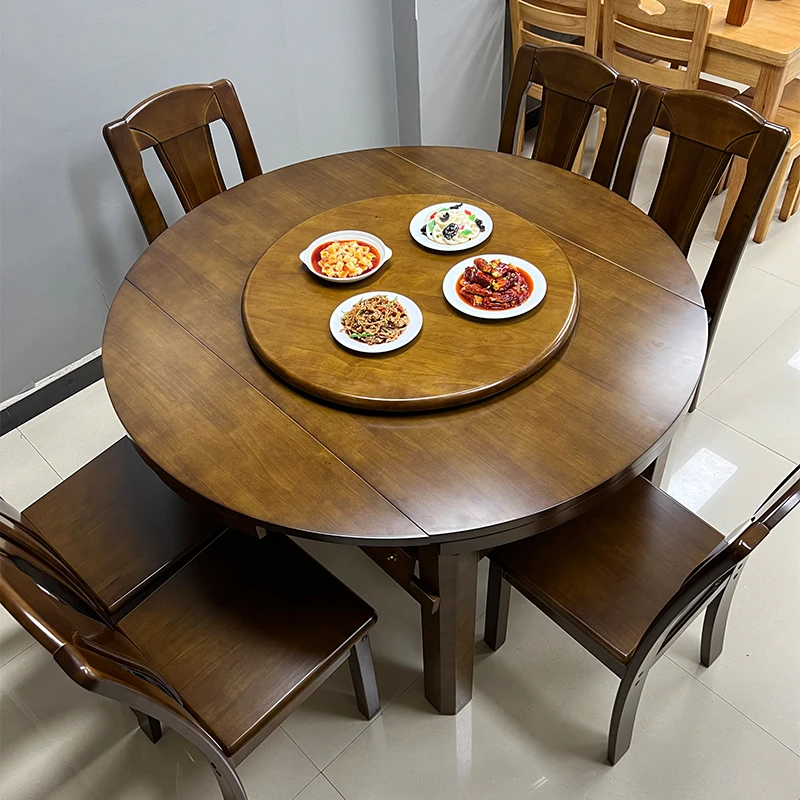 【升级版】可伸缩方圆两用餐桌全实木现代简约小户型两用吃饭桌子