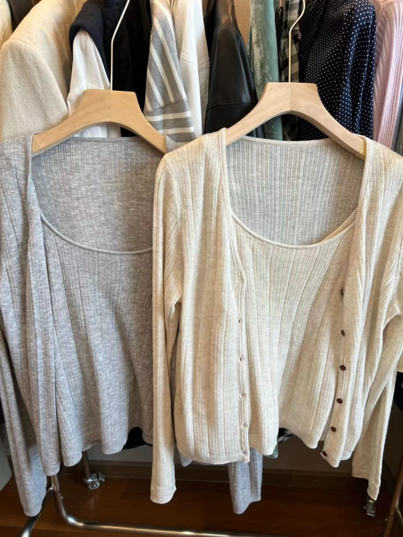 针织吊带开衫两件套